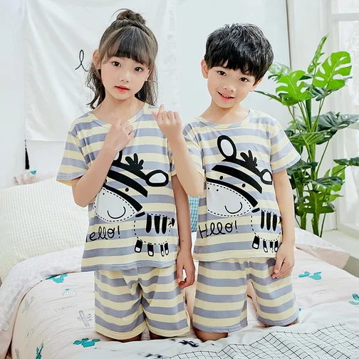 Детский пижамный комплект; летняя Пижама с короткими рукавами для мальчиков; Милая Домашняя одежда с рисунком для девочек; комплект детской одежды для сна; XIN506 - Цвет: model 16