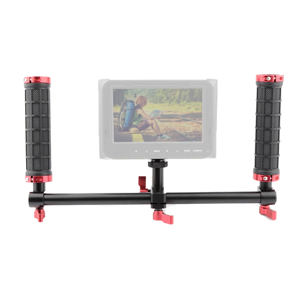 Camera Stabilizer Shoulder Dual Handle Grip Anti-Slip Rubber With Two Hand Grip For DSLR Camera Vid