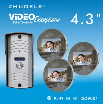 

ZHUDELE Smart 4.3"LCD monitor Speakerphone intercom doorbell Color Video Door Phone access Control System 1xIR Camera+3 Monitors