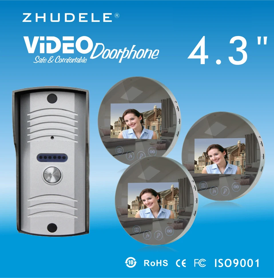 ZHUDELE Smart 4 3 &quotЖК-монитор Громкая связь домофон дверной Звонок Цвет Видео дверь