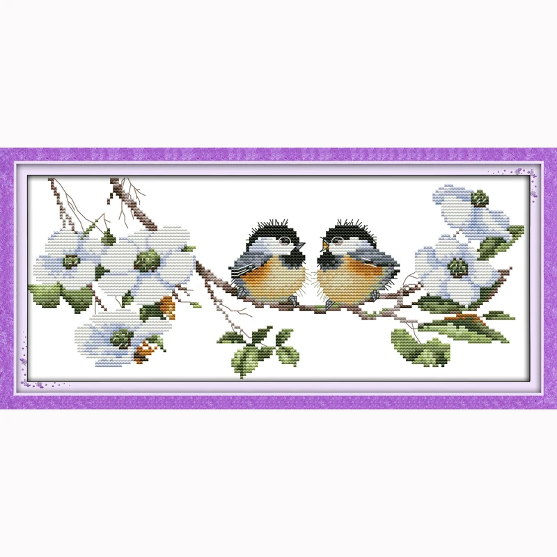 

Happy birds Counted Cross Stitch 11CT 14CT DMC Cross Stitch Sets DIY Cross Stitch Kits for Embroidery Home Decor Needlework