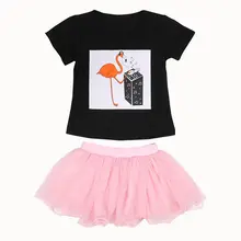2017 New Newborn Summer Toddler Infant Baby Girl Outfit Sets Clothes T-shirt Tops tutu Short Mini Skirt 1-5Y