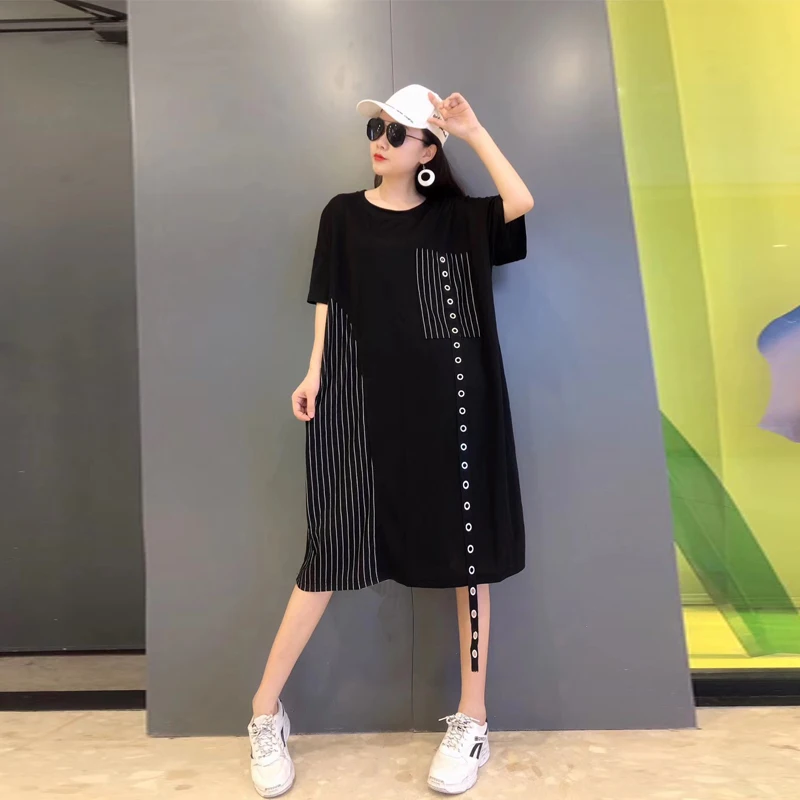 

SuperAen 2019 Summer New Striped Dress Women Pluz Size Cotton Casual Ladies Dress Korean Style Fashion Women Clothing