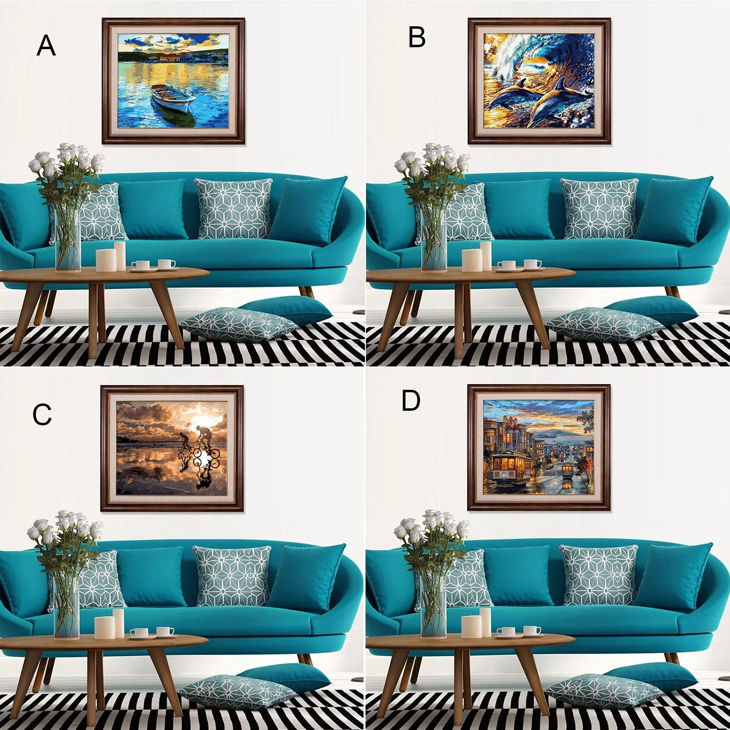 

Frameless DIY Digital Oil Painting Paint by Numbers Canvas Tools Kit for Wall Art Picture Home Decoration Artwork 40 x 50cm