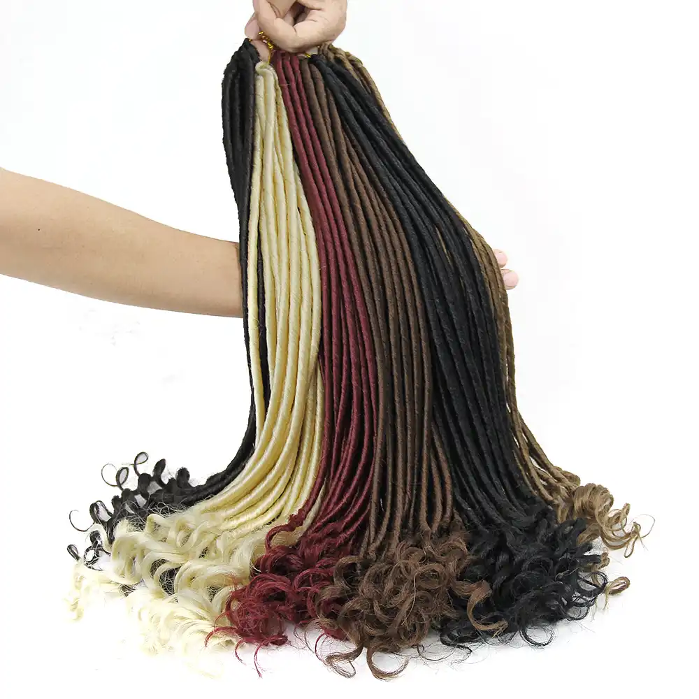 Yxcherishair Straight Faux Locs With Curly Ends Hair Synthetic