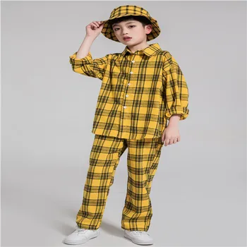

Baby boy clothes Summer Spring Autumn 2019 10 12 14 13 16years hip hop plaid t shirt pants boys jazz dance costumes for boys
