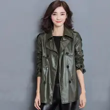 Весна и осень женская одежда Мода Досуг pu кожаная мотоциклетная куртка Корейская версия большого размера черная куртка/S-3XL