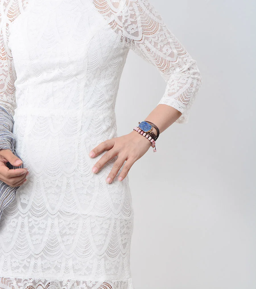 Pink Opal Bead Friendship Bracelet Fantasy Natural Stones Adjustable Bracelet For Women Beaded Fashion OL Bracelet Gifts