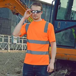 Безопасности отражающей рубашка флуоресцентный orange t-shirt с короткими рукавами дышащая ткань для безопасности работы на открытом воздухе