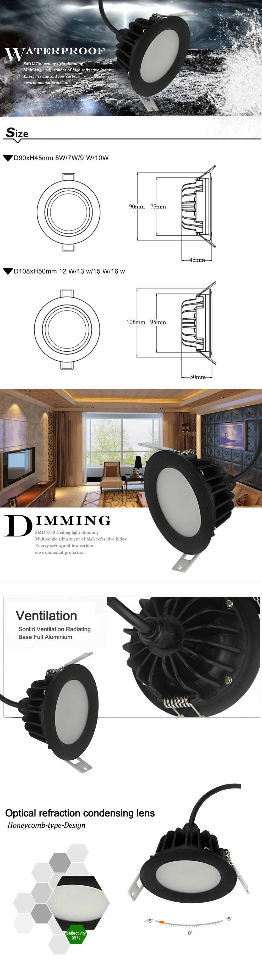 Waterproof o Diodo Emissor de Luz para Baixo a Luz Conduziu o Teto Downlight da Grade Conduziu a Luz do Painel Unidades Pacote 7w 9w112w 15w Recesso Magro Redondo 4 - 5w 12 4 unidades pacote waterproof o diodo emissor