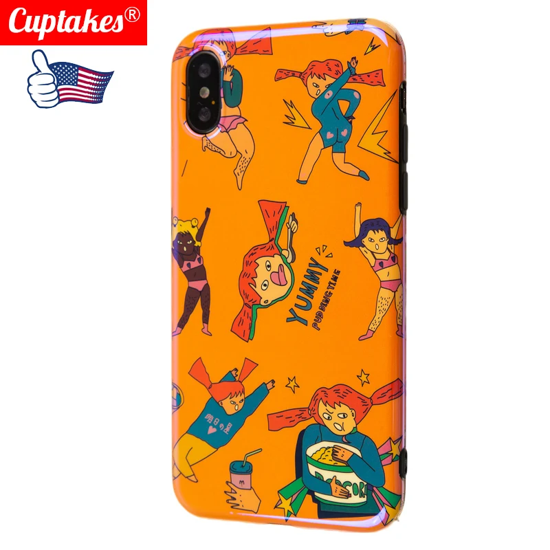 Cuptaks роскошный мягкий силиконовый чехол Blue Ray для Apple iPhone X 6 7 8 Plus милый с красными