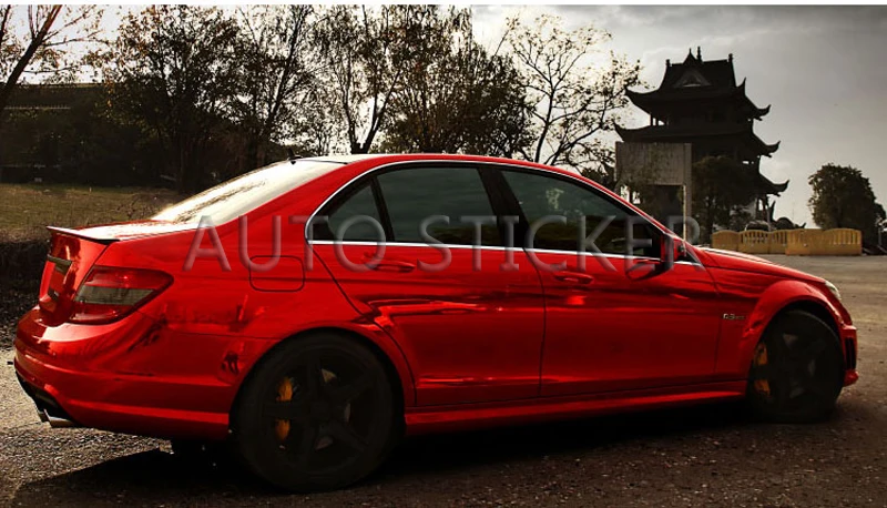 mirror chrome red car wrap 5