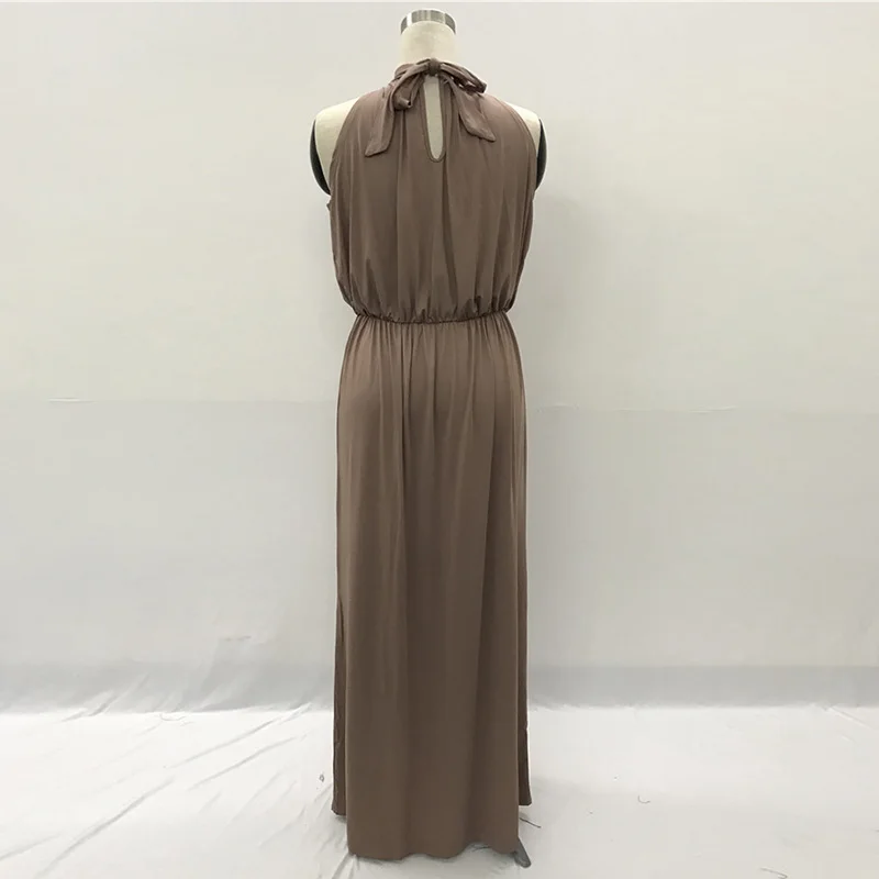 Kostlich Loose Casual Plus Size Ladies Dreses Elastic Waist Back Bow Tie Sexy Women Long Dress O-Neck Sleeveless Summer Dress (27)