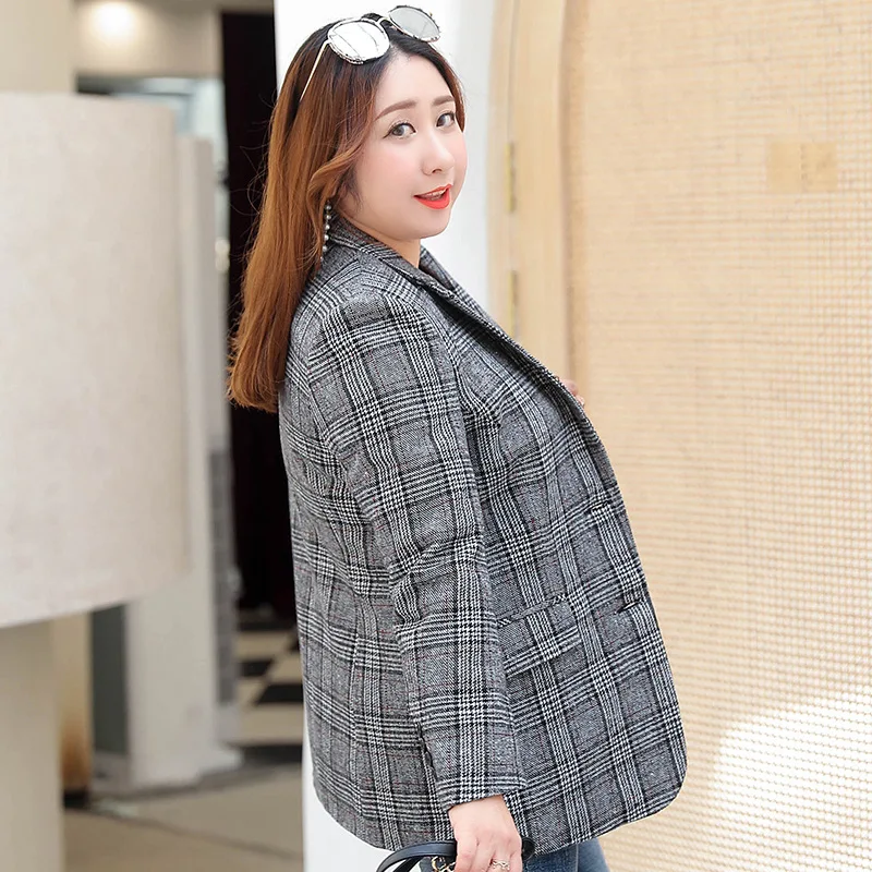 Poilu Hiver Graisse See Costume Mm Grille Femmes Chart Dame Américain Nouvelle De 2018 Européen Automne Et Manteau CdshQtrx