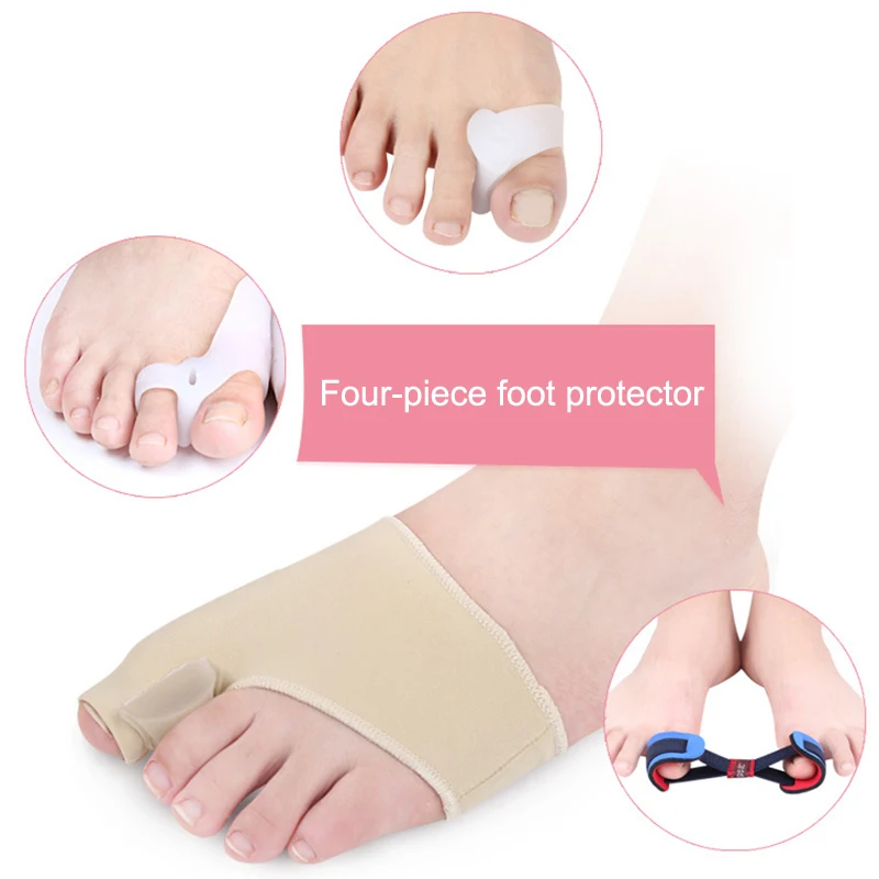 

4pcs foot care set Foot Toe separator Toe corrector foot pad callus remover pedicure Pain Relief Toe Straightener Foot Massager