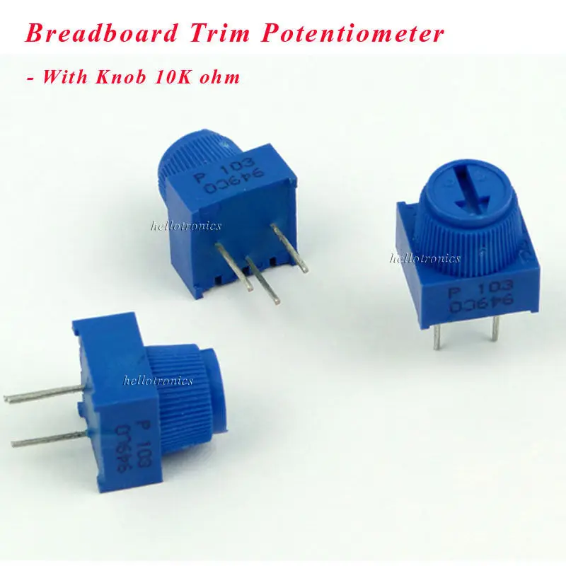 10 PCS/Lot Adjustable 10K Ohm With Knob Breadboard Trim Potentiometer