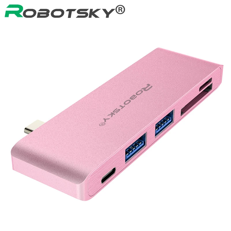 

USB C hub Multi-port type-c Hub Adapter With 2 3.0 USB Type C SD TF Card Reader Charging Interface for Mackbook Air Pro Laptop