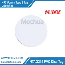 NTAG215 диск тег ПВХ с NFC круглая бирка для всех с поддержкой NFC Device-20pcs/лот