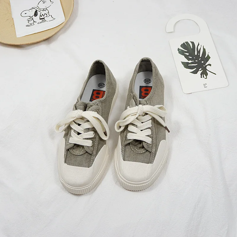 

2019 autumn new fashion simple solid color canvas shoes women comfortable wild casual flat shoes