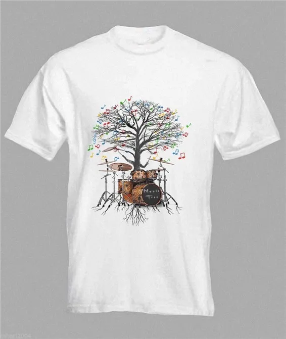 

Drummer T Shirt Musical Drum Kit Tree Percussionist In Sizes S To 5XL Short Sleeve Plus Size Free Shipping T Shirt