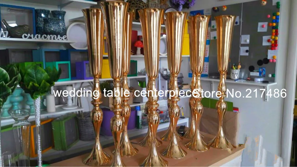 new 01345 Gold Metal Candle Holders Stand Flowers Vase Candlestick Road Lead Candelabra Centre Pieces Wedding Deco | Дом и сад