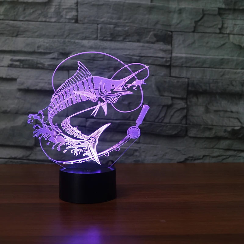 Светодиодная 3d лампа для рыбалки ночсветильник с питанием от USB и сенсорным