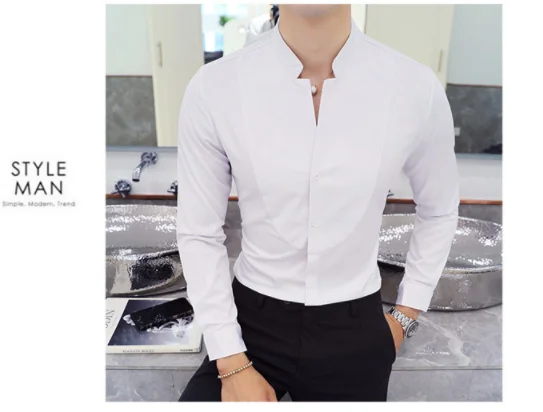 Модные деловые банкетные мужские рубашки с длинными рукавами, тонкие дизайнерские комфортные дышащие мужские рубашки, Азиатский Размер 5XL
