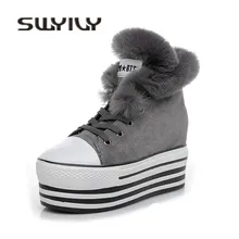 SWYIVY/зимняя женская обувь на танкетке; женская обувь из натуральной кожи; Новинка года; зимние ботинки; женская повседневная обувь на кроличьем меху для студентов