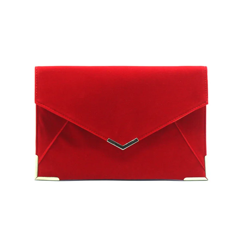 Горячая большой емкости конверт женский клатч женская девушка женский бархатный вечерний клатч Сумки - Цвет: Красный