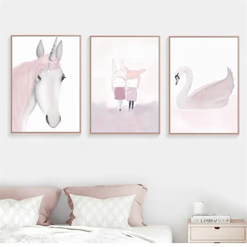 Домашний декор Скандинавская Картина на холсте Wall Art для девочек с принтом