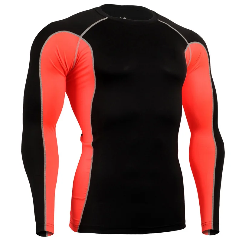 Быстросохнущая Мужская компрессионная рубашка для бега, топы, дышащая бодибилдинг, фитнес, футболка для бега, функциональные тонкие футболки спортивные - Цвет: Черный