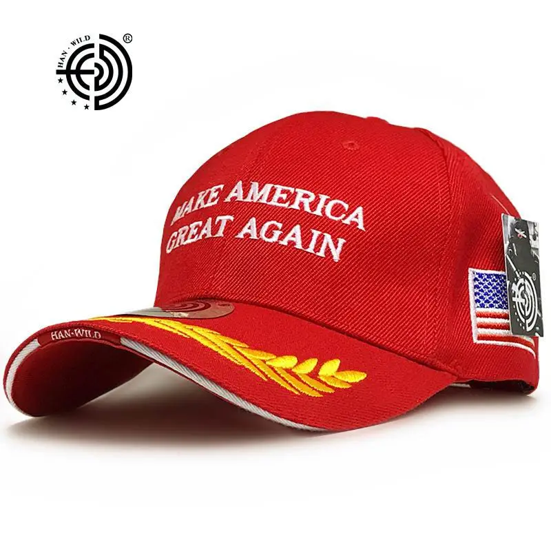 

New US Make America Great Again Baseball Caps Letter President Campaign Election Wheat Logo USA Flag Hats Bone Gorras Men Women