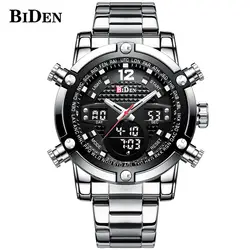 Бренд biden кварцевые часы для военных часы Для мужчин двойной двигаться Для мужчин t хронограф мужской светодиодные часы Полный