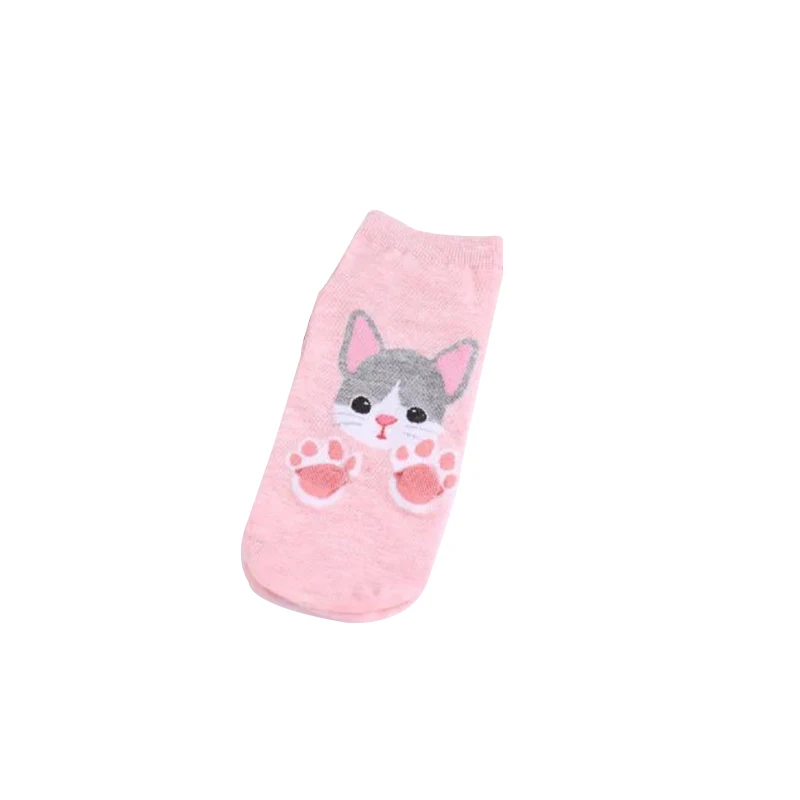 Morematch 1 пара Для женщин животных, носки по щиколотку, с мультипликационным принтом «кролик», низ леопардовой расцветки из енота, лисы, хлопковые короткие носки 5 цветов на выбор - Цвет: Розовый