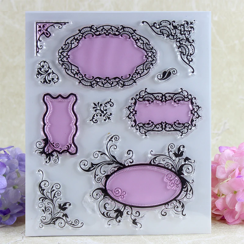

YLCS182 Lace Frame Silicone Clear Stamps For Scrapbook DIY Album Paper Cards Decoration Embossing Folder Rubber Stamp 15*18cm