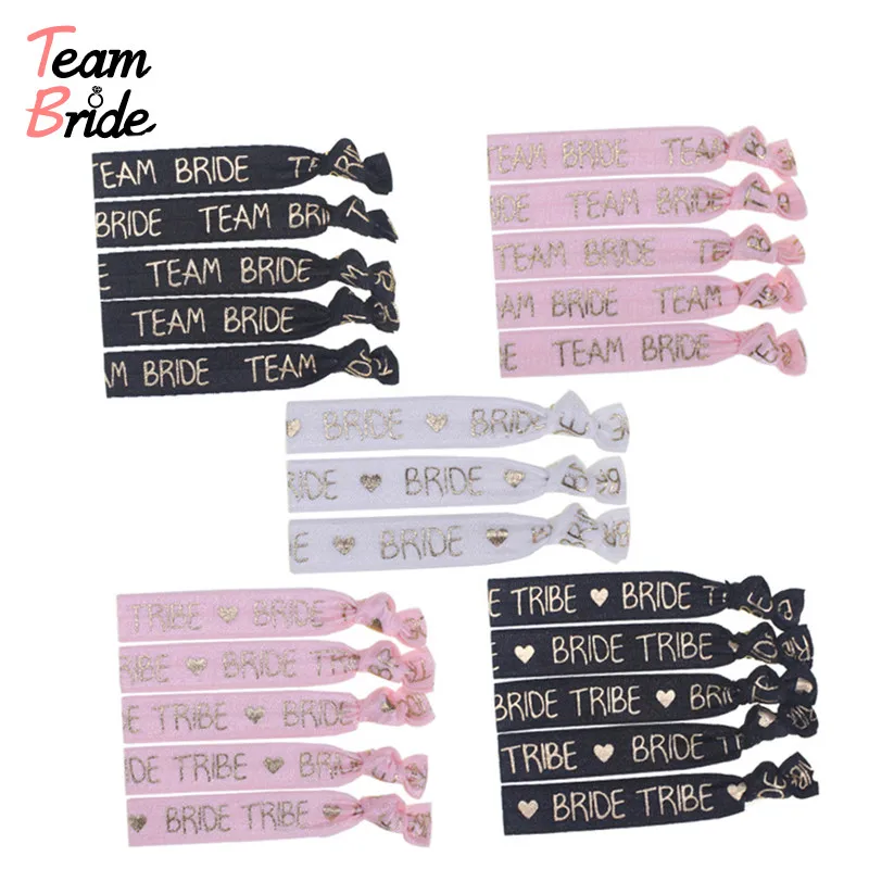 

Team Bride 10 pcs Bachelorette Party Bracelet Bride To Be Tribe Hand Band Head Rope Hair Accessories Hen Night Wedding Supplies