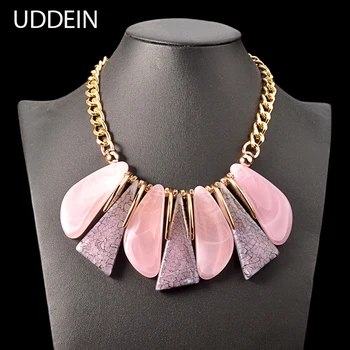 

UDDEIN Handmade resin gem statement choker necklace & pendant half moon leaves wedding bridal jewelry wholesale fashion necklace