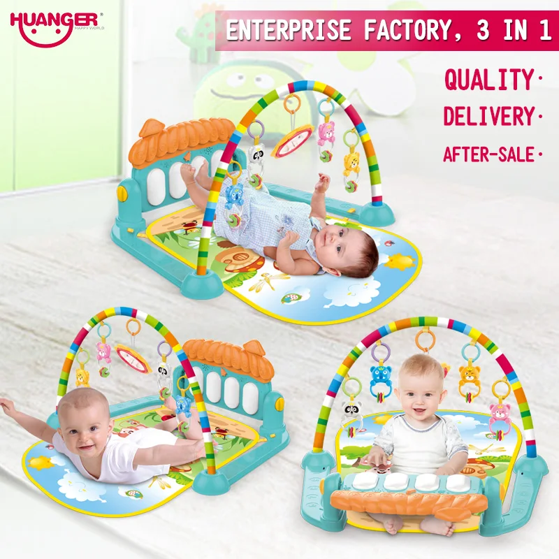 

Huanger Baby Play Mat Children's Musical Keyboard Mat 3 in 1 Infant Fitness Carpet Educational Rack Gym Toys For 0-3 Years Kids