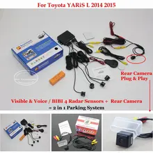 Liislee Per Toyota YARiS L 2014 2015-Auto Sensori di Parcheggio + Posteriore vista Posteriore Della Macchina Fotografica = 2 in 1 di Visual/Allarme BIBI Parcheggio Sistema