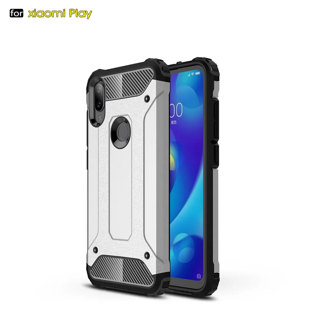 Противоударный чехол-броня Coque 5.84For Xiaomi mi Play чехол для Xiaomi mi играть mi Play чехол для телефона чехол-лента на заднюю панель - Цвет: Silver