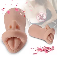 Oral Male Masturbator Real Mouth Pocket Pussy Blowjob Silicone Aircraft Cup Artificial Ttongue Sex Toys For Adult