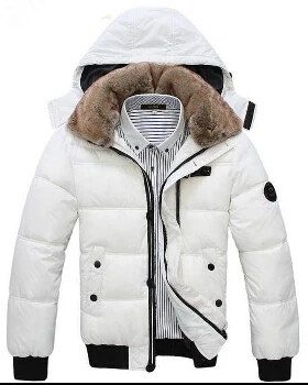 Зимняя мужская куртка нового цвета, мужское пальто со съемным капюшоном, необходимое плотное теплое однотонное пальто черного и белого цвета, размер - Цвет: Белый