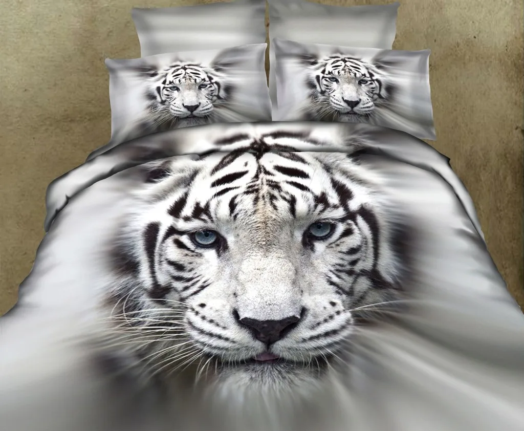 3D White tiger animal print bedding set queen king size duvet cover