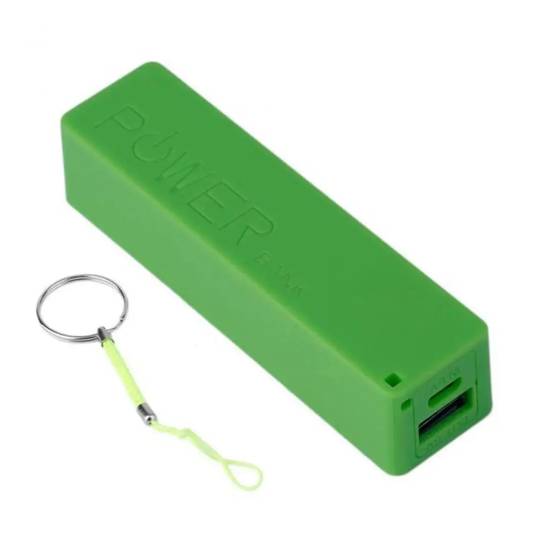 Powerbank 18650 внешнее резервное зарядное устройство с цепочкой для ключей Мини-коробка(батарея не включает) bateria externa movil - Цвет: Green
