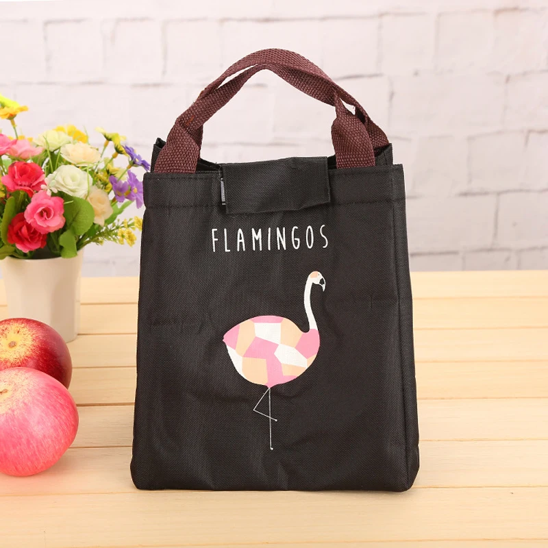 BONAMIE новая портативная термоизоляционная сумка для обеда, мультяшная ткань Оксфорд, для пикника, для путешествий, Ланч-бокс для еды, милая сумка-холодильник с фламинго