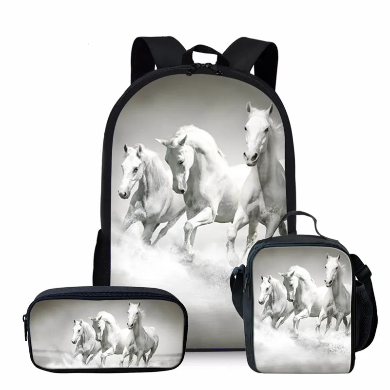 FORUDESIGNS Kids Horse Schoolbags Prints Animal Mochila Book Bag Teenager Boys Girls School Bags Orthopedic Children Bag Pack - Цвет: Z3172CGK