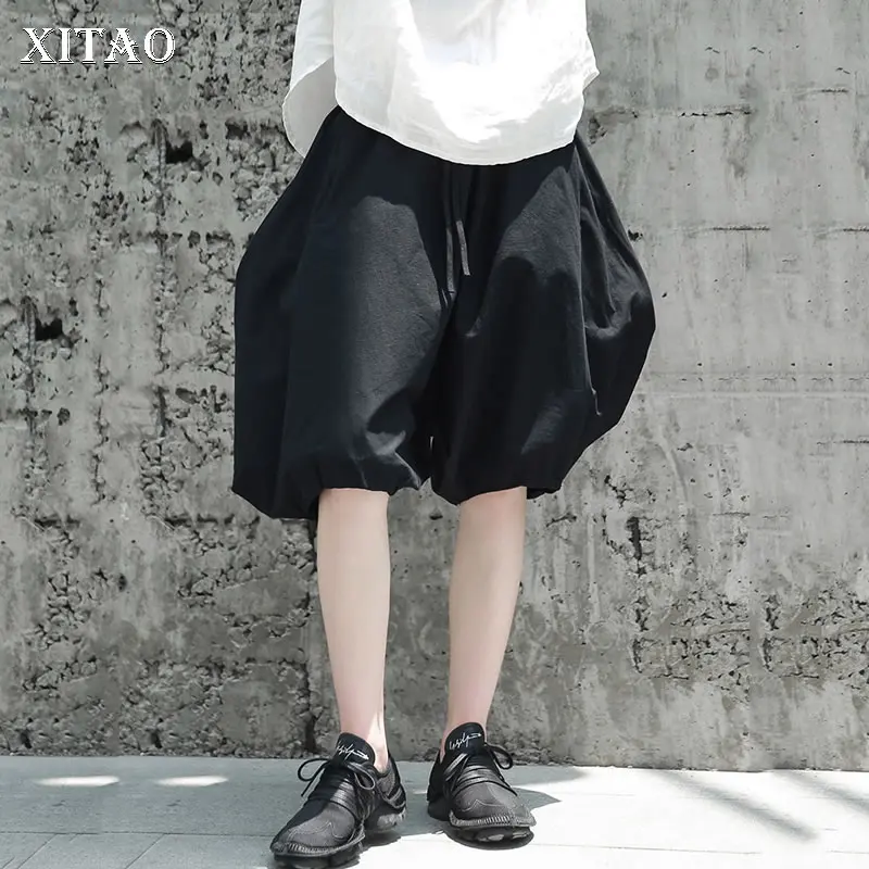 New white Color Black Loose Kzh1500 Korea Solid Wide Summer Female 2018 Leg Knee Casual Kzh1500 length Waist Pants Women xitao Elastic R0wtqt