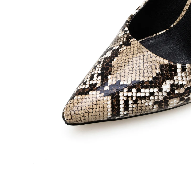 2019 Summer Women Block 10cm High Heels Pumps Female Elegant Fetish Serpentine Heels Chunky Dress Shoes Thick Snake Print Pumps