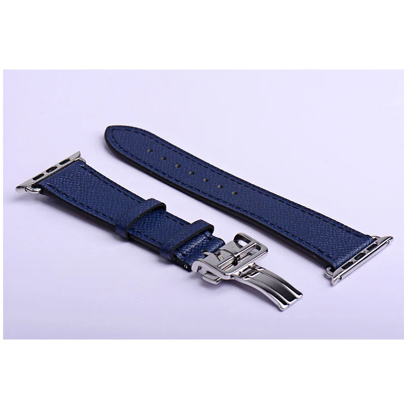 Ремешок с пряжкой для Apple Watch 4 band 44 мм 40 мм Iwatch series 4 Fauve Barenia кожаный браслет - Цвет ремешка: dark blue