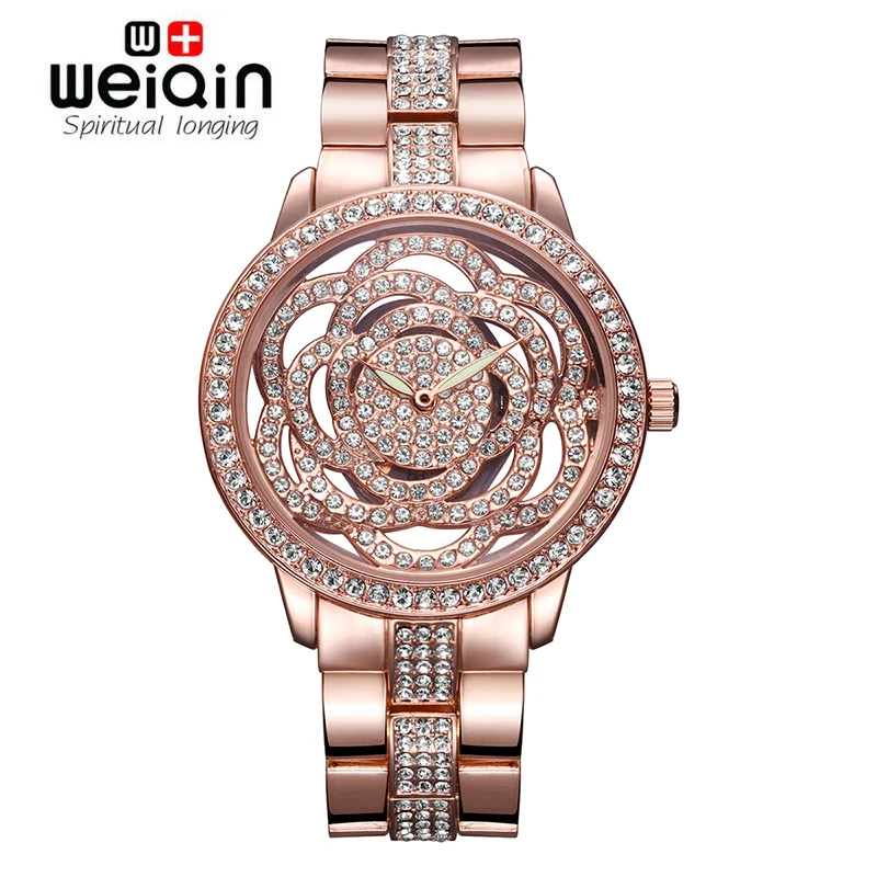 

WEIQIN 2017 Luxury Rose Gold Watch Diamond Full stainless steel woman Fashion Lady Watches Fashion Dress Watch Relogio Feminino